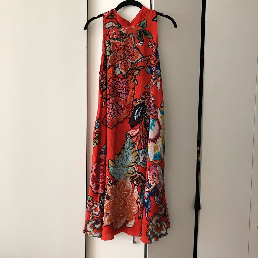 Anthropologie Red Orange Floral Dress